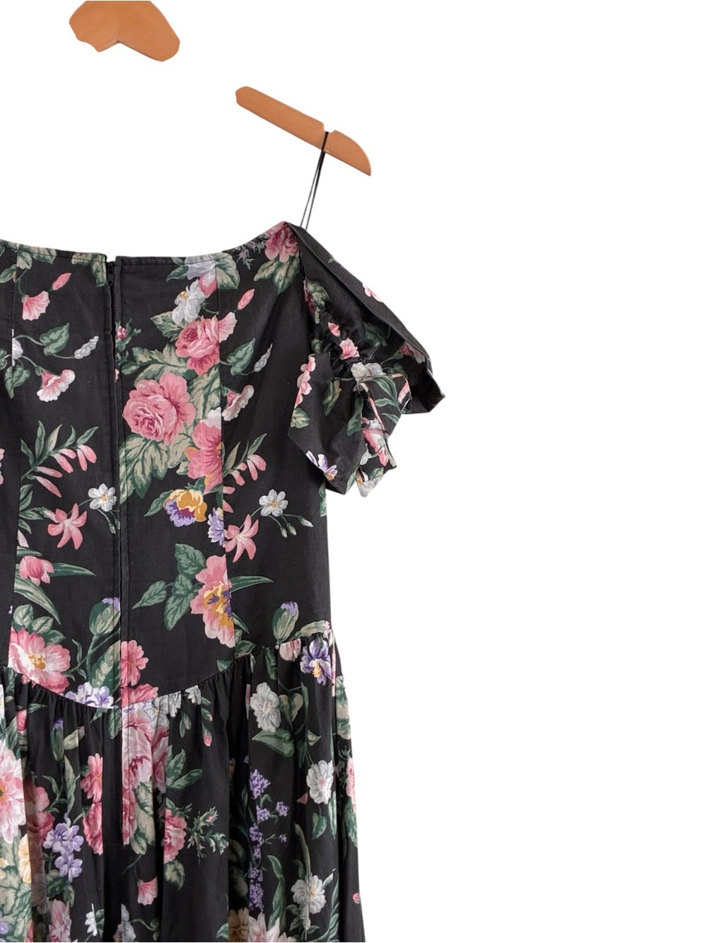 Expo | Vintage floral cotton off the shoulder 80’s/90’s princess cut dress - Picture 9 of 11
